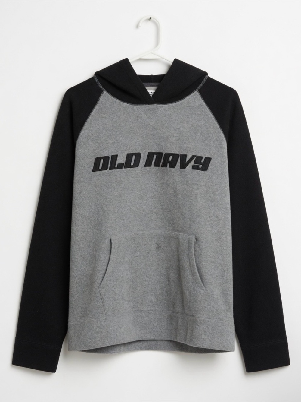 Y2k Vintage Old Navy Men's Gray & Black Hooded Pullover Sweatshirt
